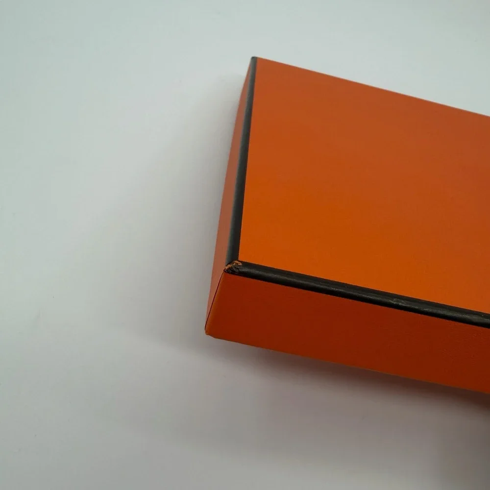 Hermes Empty Gift Box Orange 7x14x1 Authentic Logo Tissue Ribbon Luxury